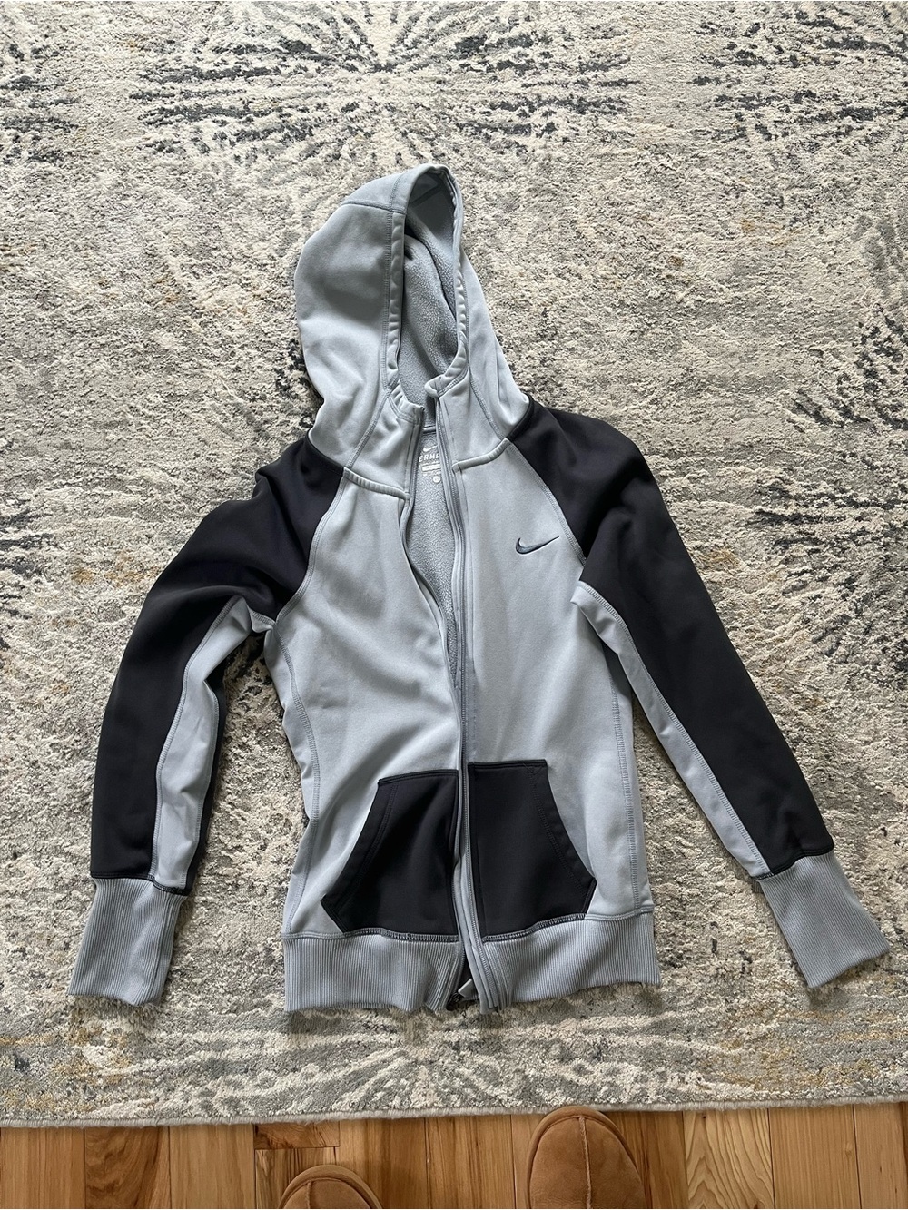 Nike Women's Hooded Zip Jacket - Light Gray & Black